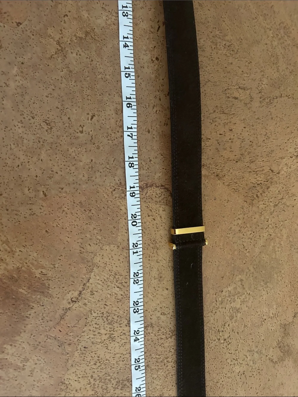 Brown Leather Ring Belt with Gold-Tone Hardware